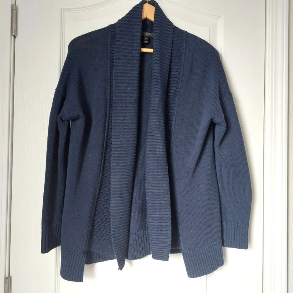 J.Crew 100% Cotton Knit Cardigan Sweater Navy Blue Size XS